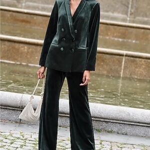 Dark Green Velvet pants NWT